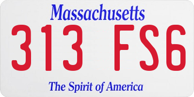 MA license plate 313FS6