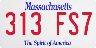 MA license plate 313FS7
