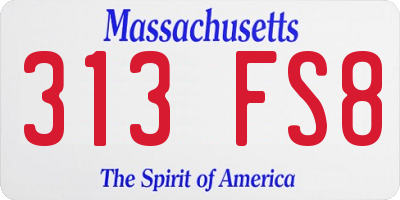 MA license plate 313FS8