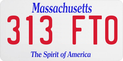 MA license plate 313FT0