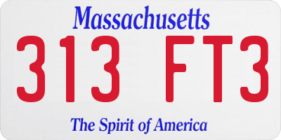 MA license plate 313FT3