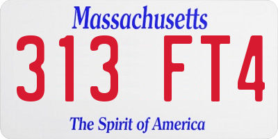 MA license plate 313FT4