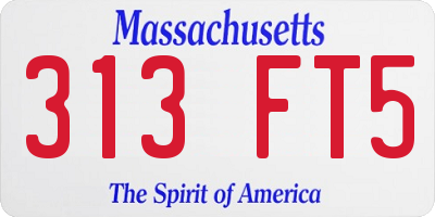 MA license plate 313FT5