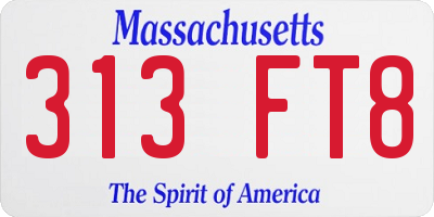 MA license plate 313FT8