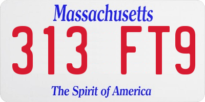 MA license plate 313FT9