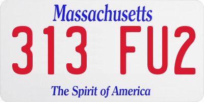 MA license plate 313FU2
