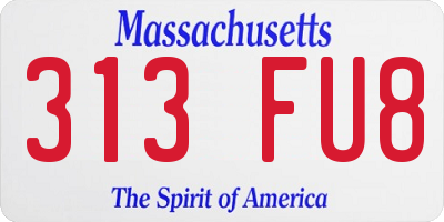 MA license plate 313FU8