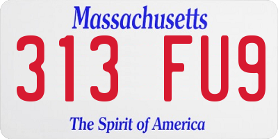 MA license plate 313FU9