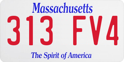 MA license plate 313FV4