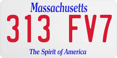 MA license plate 313FV7