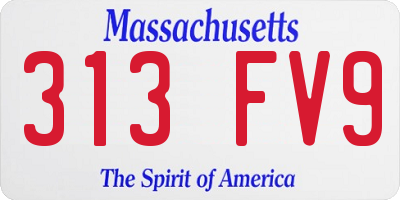 MA license plate 313FV9