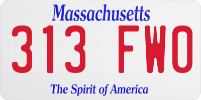 MA license plate 313FW0