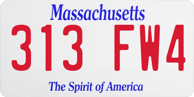 MA license plate 313FW4