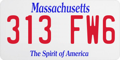 MA license plate 313FW6