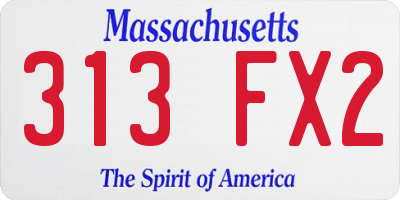 MA license plate 313FX2
