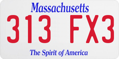 MA license plate 313FX3