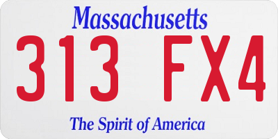 MA license plate 313FX4