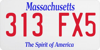 MA license plate 313FX5