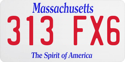 MA license plate 313FX6