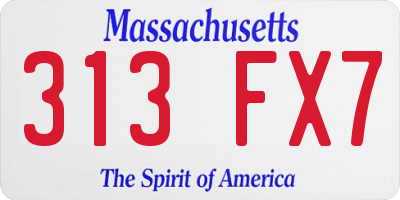MA license plate 313FX7