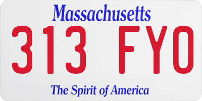 MA license plate 313FY0