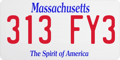 MA license plate 313FY3