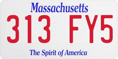 MA license plate 313FY5