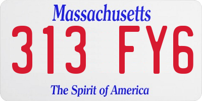 MA license plate 313FY6