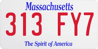 MA license plate 313FY7