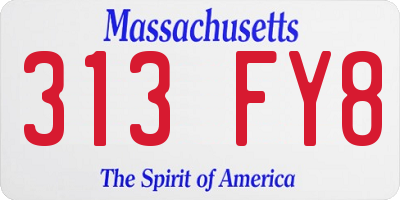 MA license plate 313FY8