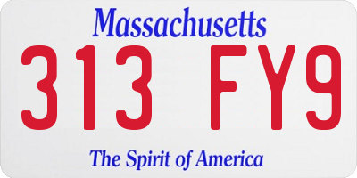 MA license plate 313FY9