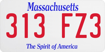 MA license plate 313FZ3