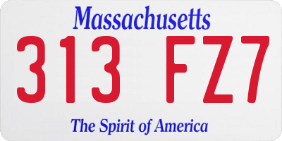MA license plate 313FZ7