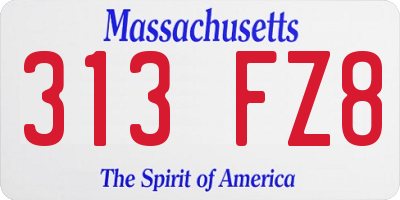 MA license plate 313FZ8