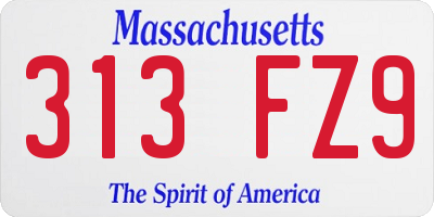 MA license plate 313FZ9