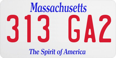 MA license plate 313GA2