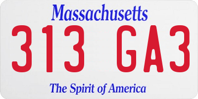 MA license plate 313GA3