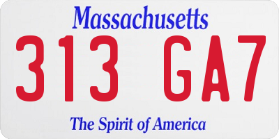 MA license plate 313GA7
