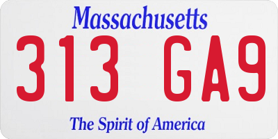 MA license plate 313GA9