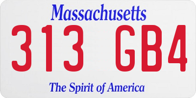 MA license plate 313GB4