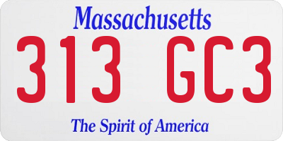 MA license plate 313GC3