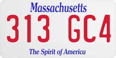 MA license plate 313GC4