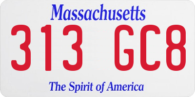 MA license plate 313GC8