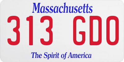 MA license plate 313GD0