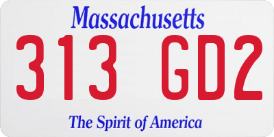MA license plate 313GD2