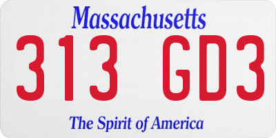 MA license plate 313GD3