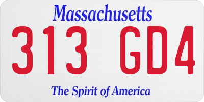 MA license plate 313GD4