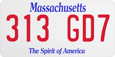 MA license plate 313GD7