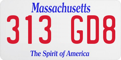 MA license plate 313GD8