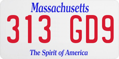 MA license plate 313GD9